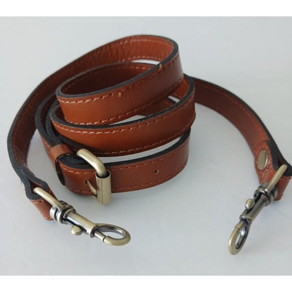 CLIP-ON PATRICIA NASH BROWN LEATHER REPLACEMENT SHOULDER CROSSBODY STRAP - Picture 1 of 6